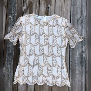 Vintage Stenay 100% silk beaded top